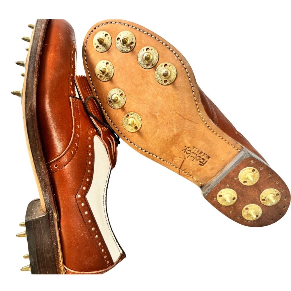 Vintage FootJoy Classics Womens 6.5 B Brown White Leather Kiltie Golf Shoes - Picture 4 of 7
